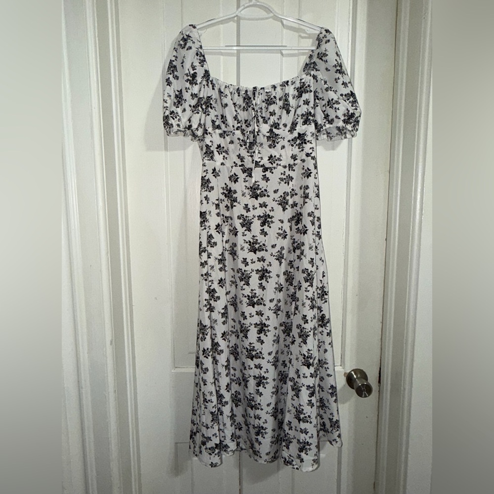 Women's size‎ 10 White & Black Floral Maxi Dress sundress boat beach cute church